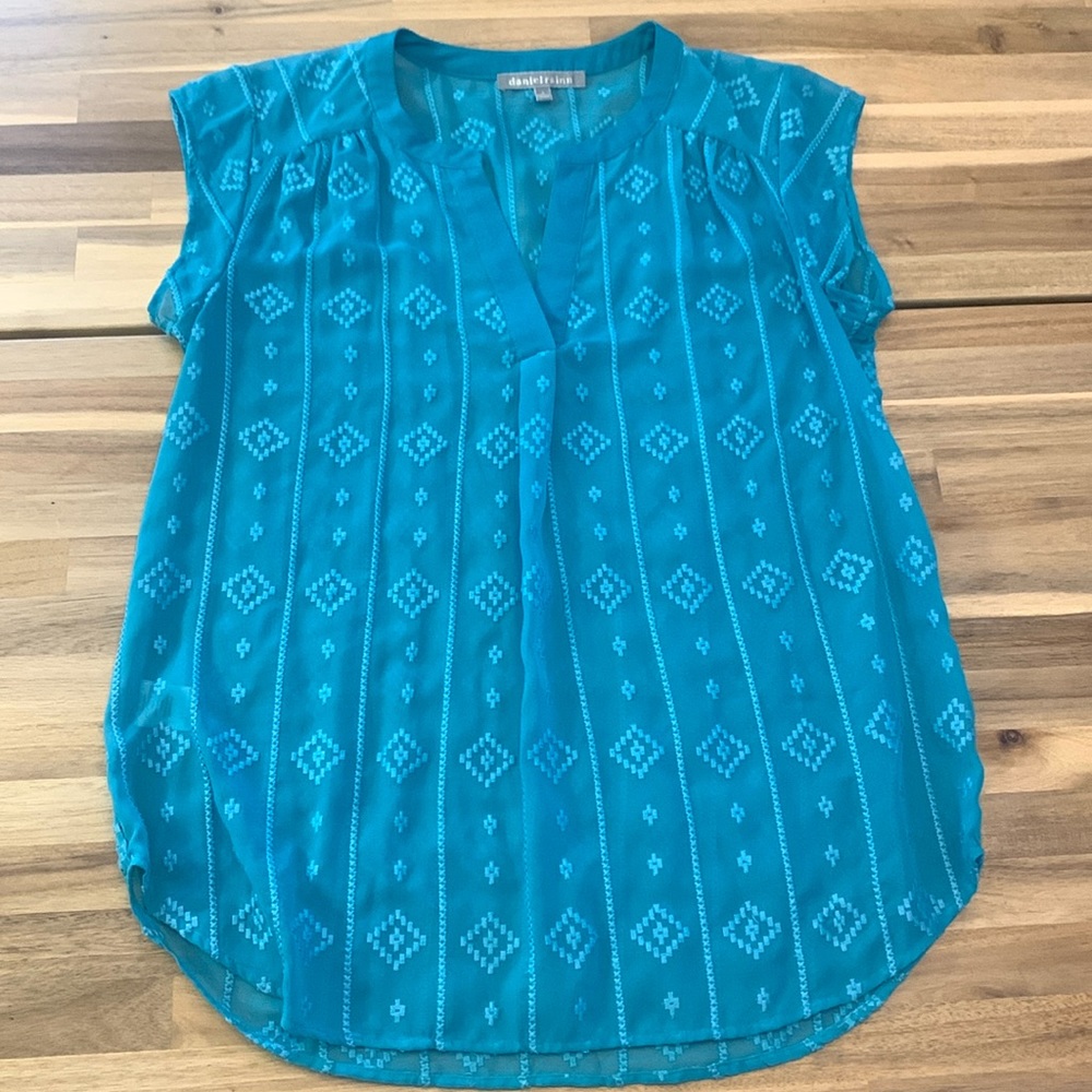 Daniel Rainn Women’s Tribal Pattern Sheer Blouse - Size S